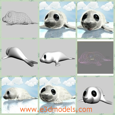 3d model the baby seal - This is a 3d model of the baby seal,which is cute and coming from polar areas.The hairs are obtained with plugin &quotHair and fur&quot included into the 3D Studio Max tools modifier.