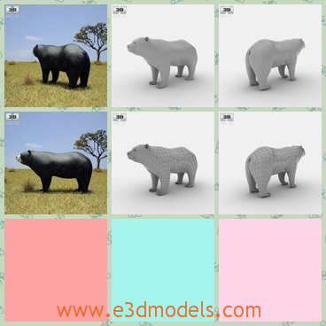 3d model the bear in the plain - This is a 3d model of the bear in the plain,which is large and dangerous to get near him.The bear is common in the forest.