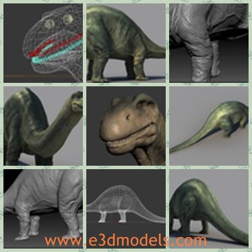3d model the brontosaurus - This is a 3d model of the brontosaurus,which is a kind dinosaur in prehistoric times.The model is made with high quality.
