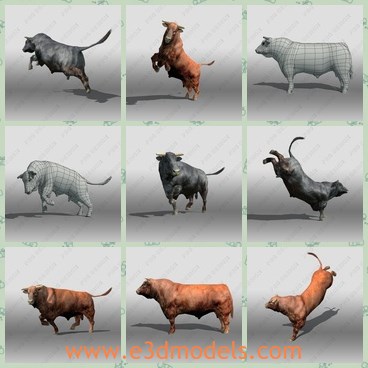 3d model the bull - This is a 3d model of the bull,which is  fully rigged and textures. Has facial bones to contol lips, braw and eyelids.