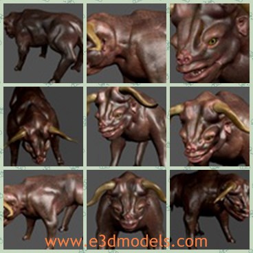 3d model the bull - This is a 3d model of the special bull,which has the ugly and horrible face.The model is horned and detailed.