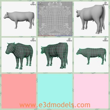 3d model the cow - This is a 3d model of the cow,which is the family animal used to help in the field.The model is fat and has a long tail.