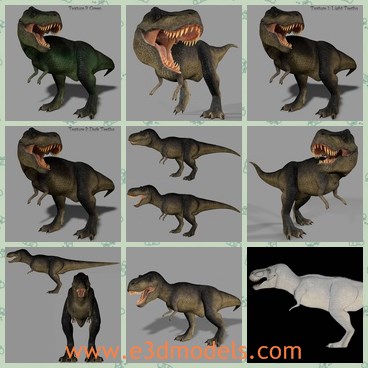 3d model the dinosaur - This is a 3d model of the dinosaur,which is large and horrible.Its mouth is opened and very big.It has four legs.