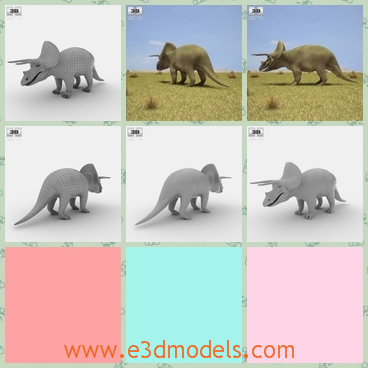 3d model the dinosaur with two horns - This is a 3d model of the dinosaur with two horns,which is large and dangerous to come close.