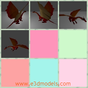 3d model the dragon - This is a 3d model about a dragon,which is flying and is red.This model looks like a monster,because it has a pair of wings.