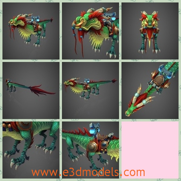 3d model the fantasy dragon - This is a 3d model of the fantsay dragon,which is colorful and ugly.The model has perfect edge-loops based topology with rational polygons count.
