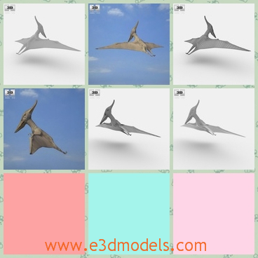 3d model the flying dinosaur - This is a 3d model of the flying dinosaur,which has a pair of wings and the the mouth is sharp.