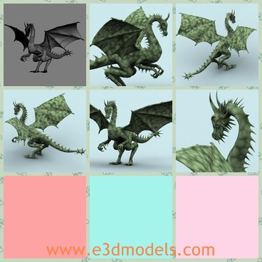 3d model the flying dragon - This is a 3d model of the flying dragon,which is the old and rare creature on the earth.The dragon has two wings and is reay to fly.