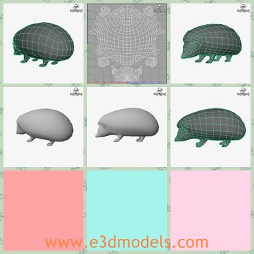 3d model the hedgehog - This is a model of the hedgehog,which is small and rare.The animal has the needles all over its body.