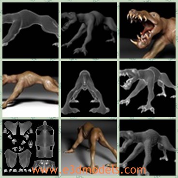 3d model the horrible dog - This is a 3d model of the horrible dog,which is strenching his feet.This was originally intended to be a blend of dog, dinosaur, and alligator.