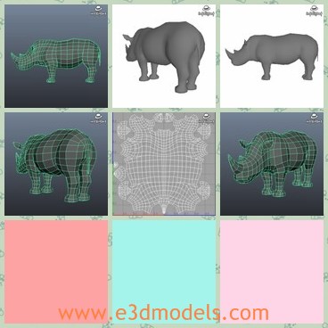 3d model the rhinoceros - This is a 3d model of the rhinoceros,which is large and heavy.The animal is the accurate representation of the original animal.