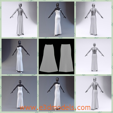 3d model the dress of dummy - This is a 3d model of the dummy dress,which is the imitation of the real one.The dress is designed for female and it is dressed in the wedding.