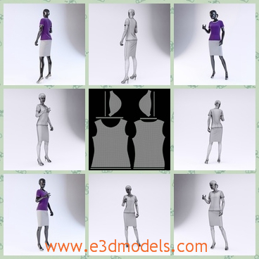 3d model the dummy of the showroom - This is a 3d model of the dummy of the showroom,which is tall and slender.The clothing is a fashion in the office.