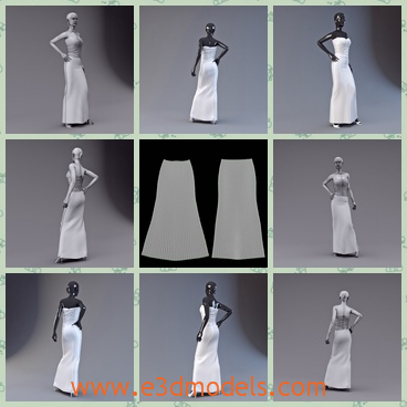 3d model the white dress in high quality - This is a 3d model of the white dress,which is made in high quality and the mannequin is so slender and hot.The body is made in the most fashionable style.