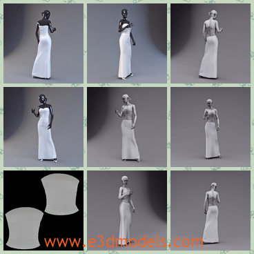 3d model the woman in a dress - This is a 3d model of the woman in a dress,who is dancing on the floor and the dress is so soft and pretty.The woman, wearing the dress, is going to take part in a evening party.