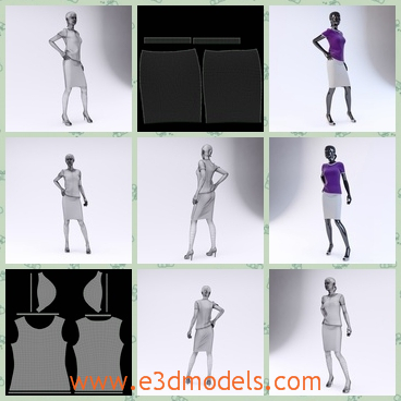 3d model the woman in a skirt - This is a 3d model of the women in a skirt,which is the dummy of the showroom and the clothing is modern.