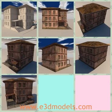 3d mdoel the weathered house - This is a 3d model of the weathered house,which is rustic and wrecked.The house is detailed and made with good quality.