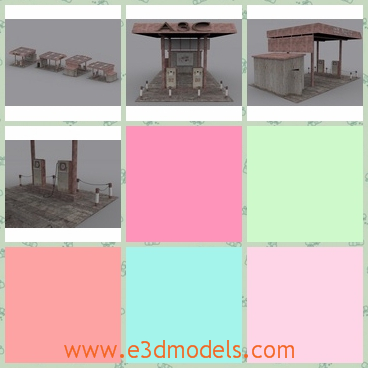 3d mode the gas station - This is a 3d model of the gas station,which is old and abandoned.The model is not big and shabby.