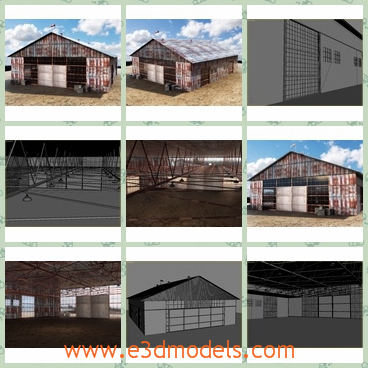 3d mode the rusty warehouse - This is a 3d model of the rusty warehouse,which is made with matel materials and in high quality.
