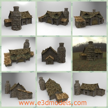 3d mode the shabby hut - This is a 3d model of the shabby hut,which was made in medieval time and the model is completed and the roof is tilted.