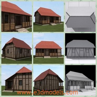3d mode the timbered house in ancient style - This is a 3d model of the timbered house in ancient style,which is the fine building in the village.The model is the symbol of the village.