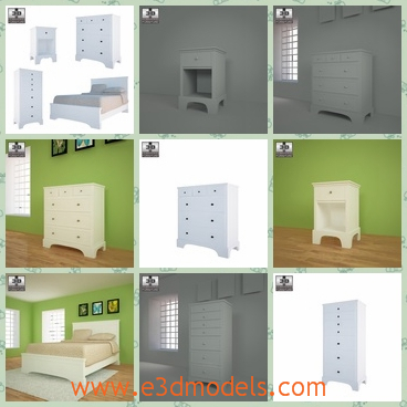 3d mode the white furniture - This is a 3d model of the white furniture,which are fine and pretty.The model is suitable for the room.