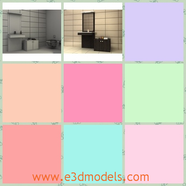 3d model a bathroom in modern style - This is a 3d model of a bathroom scene,which is  possible to be used in any projects, since they are made with real prototypes from catalogue of furniture.