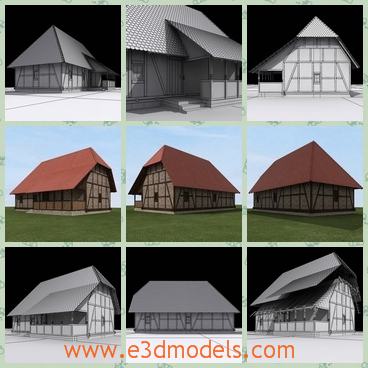 3d model a brick building - This is a 3d model of a brick building,which is created several months ago.The roof is easy for the rain to run.