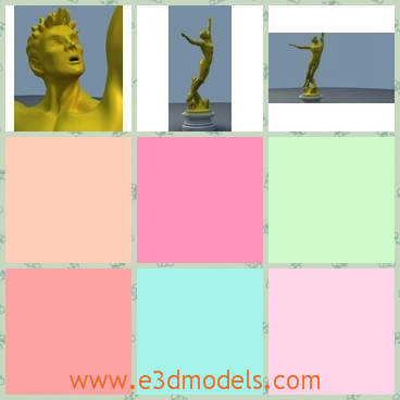 3d model a bronze sculpture of a man - This is a 3d model of a male bronze sculpture,which is a naked standing man on a tray and which is the centerpiece of a large fountain,