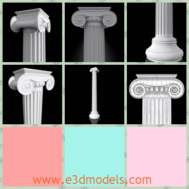 3d model a classic column with ancient design - This is a 3d model of a classic column wiht ancient design,which is suitable  for classic scenes and interiors.