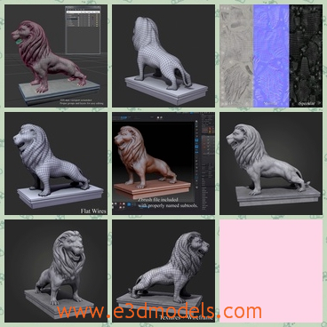 3d model a stone statue of a lion - This is a 3d model of a stone statue of a lion,which appears with high resolutions.The streching body is a symbol of strong.