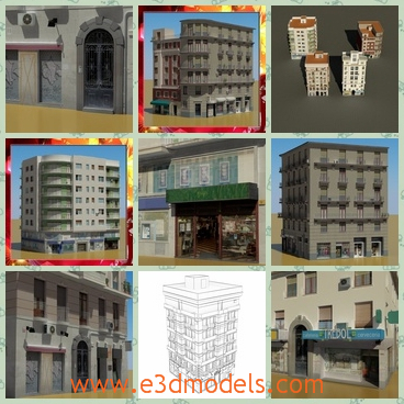 3d model buildings in the downtown - This is a 3d model of the buildings in the downtown,which are built in the ancient style.
