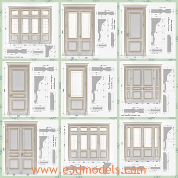 3d model classic door - This is a 3d model of the classic door,which is realistic and made with handles.The door is white and gold.