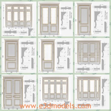 3d model classic door - This is a 3d model of the classic door,which is realistic and made with handles.The door is white and gold.