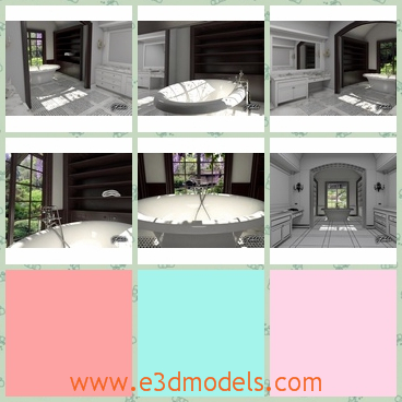 3d model elegant bathroom - This is a 3d model of the elegant bathroom,which is luxury and modern and the bathroom is pretty.
