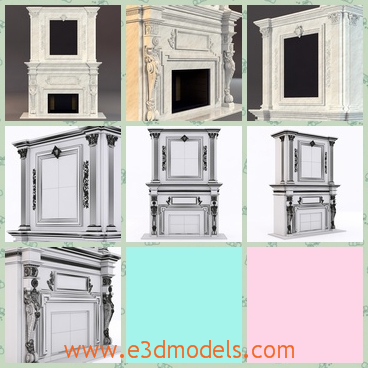 3d model fireplace in the classical style - This is a 3d model of the fireplace in the classical style,which is tall and marvellous in the room.The appearance is gorgeous.