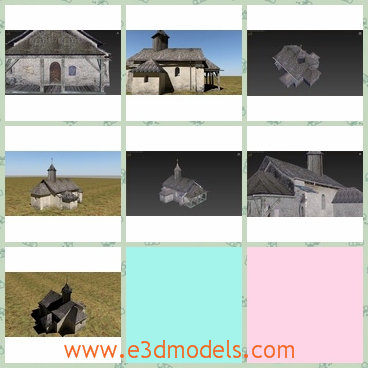 3d model of a chapel - This is a 3d model which about an old chapel. This chapel is not very big and it has black roofs and rough white walls.