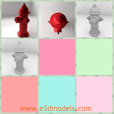 3d model of a fire hydrant - This 3d model is about a fire hydrant which is painted red. This fire hydrant is made by thick iron and it is short but heavy.