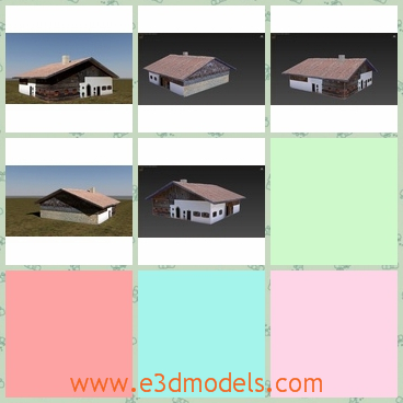 3d model of a homestead - This is a 3d model which is about a homestead which is a large farm house with a wide roof and pure white walls.