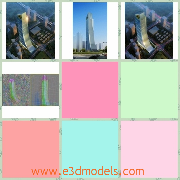 3d model of a sliver building - This 3d model is about a huge sliver building which is large on the base but it becomes thiner and thiner.