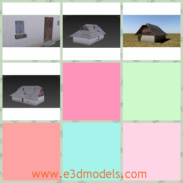 3d model of a traditional house - This is a 3d model which is about a traditional house. This house is small and has white walls and small black windows.