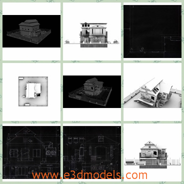 3d model of an abandoned house - This 3d model is about an abandoned house. This house has two storeys and it has shabby gray walls and small dark windows.