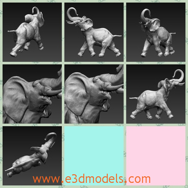 3d model of an elephant statue - This is a 3D model of an elephant sculpture and it is highly realistic.  It is available in a lowpoly 48 000 and a highpoly 456 000 OBJ version.