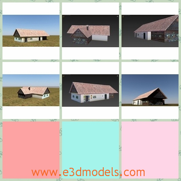 3d model of an old house - This 3d model is about an old house which is very long and has white walls. Its windows are very small and it has a small door.