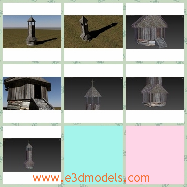3d model of an old tower - This 3d model is about a historic fire department tower, which was used in old villages. This tower is made of wood and is not very tall.