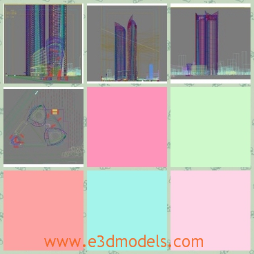 3d model of cylindrical buildings - This 3d model is about two cylindrical buildings in the city. These two buildings are very tall and have no decorations on them.