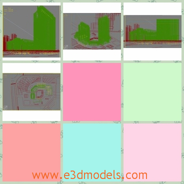 3d model of downtown area - This is a high definition model about a downtown area where one can see many buildings and zigzag streets.