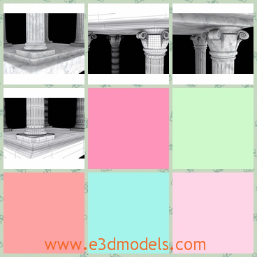 3d model of Greek architecture - This 3d model is about an ancient Greek architecture. This is about a thick white pillar which has pretty carvings on it.