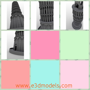 3d model of Leaning Tower of Pisa - This 3d model is about the famous Leaning Tower of Pisa. It is a tall tower and it leans a bit without falling down.