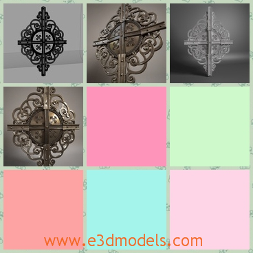 3d model of metal ornament - This 3d model is about a beautiful metal ornament. It has a diamond shape and has pretty patterns.
